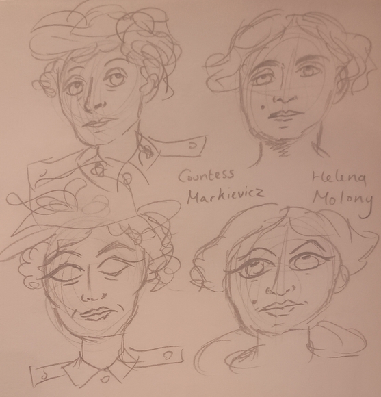 Pencil sketches women's faces in the style of Laila Shawa