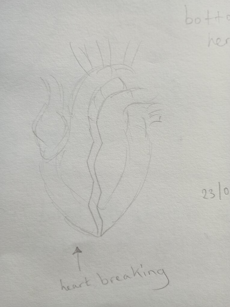 Sketch of broken heart