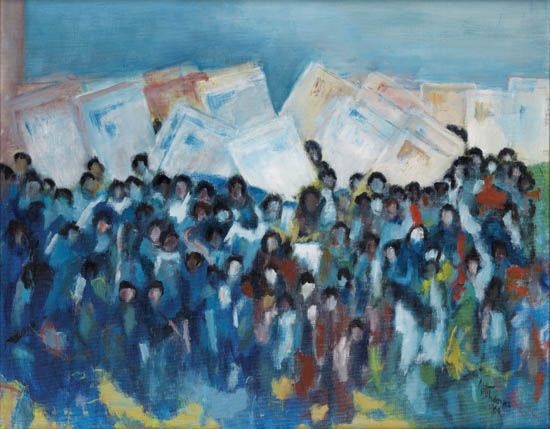 An figarutive painting of the March on Washington in 1963