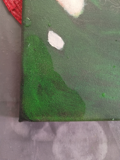 A corner of my painting, partially covered in water
