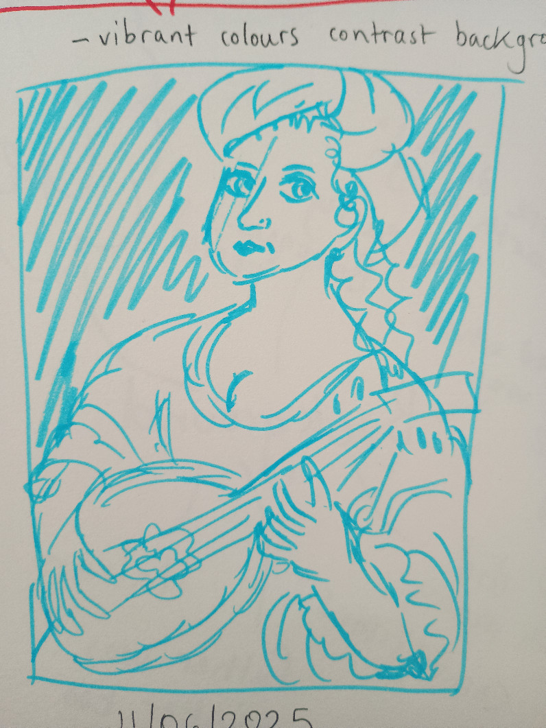 Sketch of 'Self Portrait With Lute