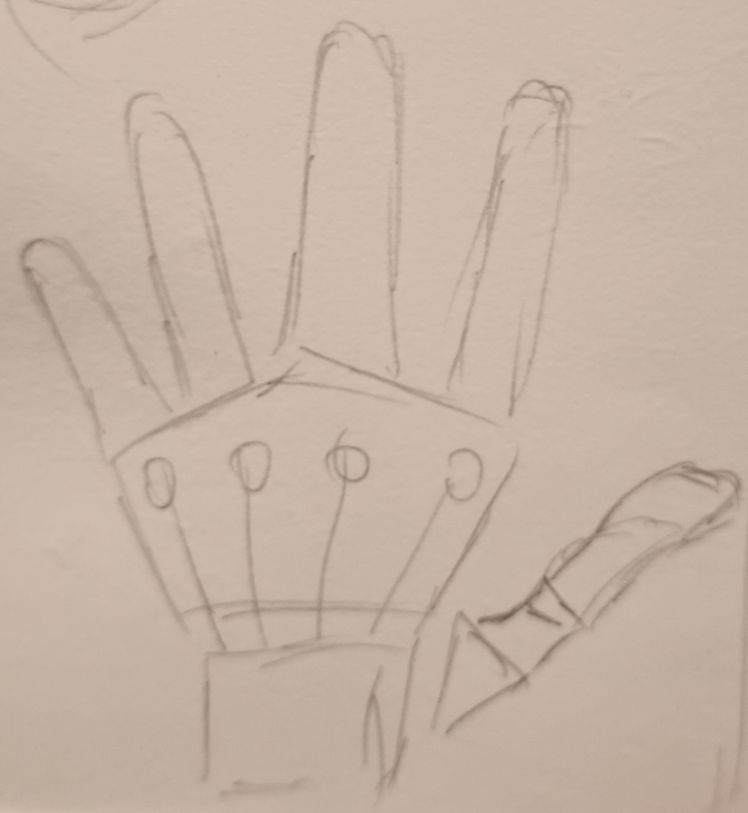 A pencil drawing of a hand, with dots to reference the joints to get a more anatomically accurate drawing