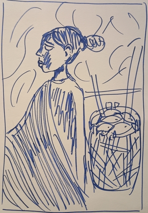 Pen sketch of Fisherwoman