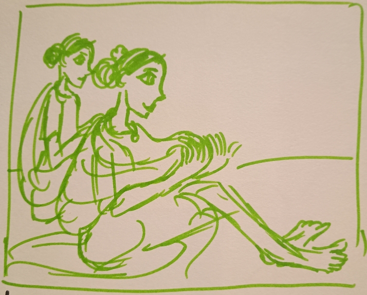 Sketch of 'Two women' by B Prabha