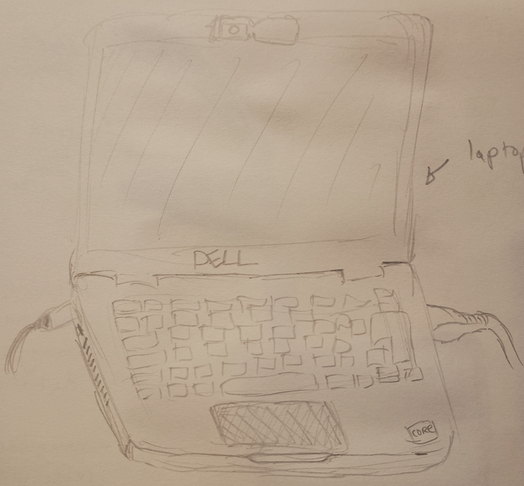 Pencil drawing of a laptop