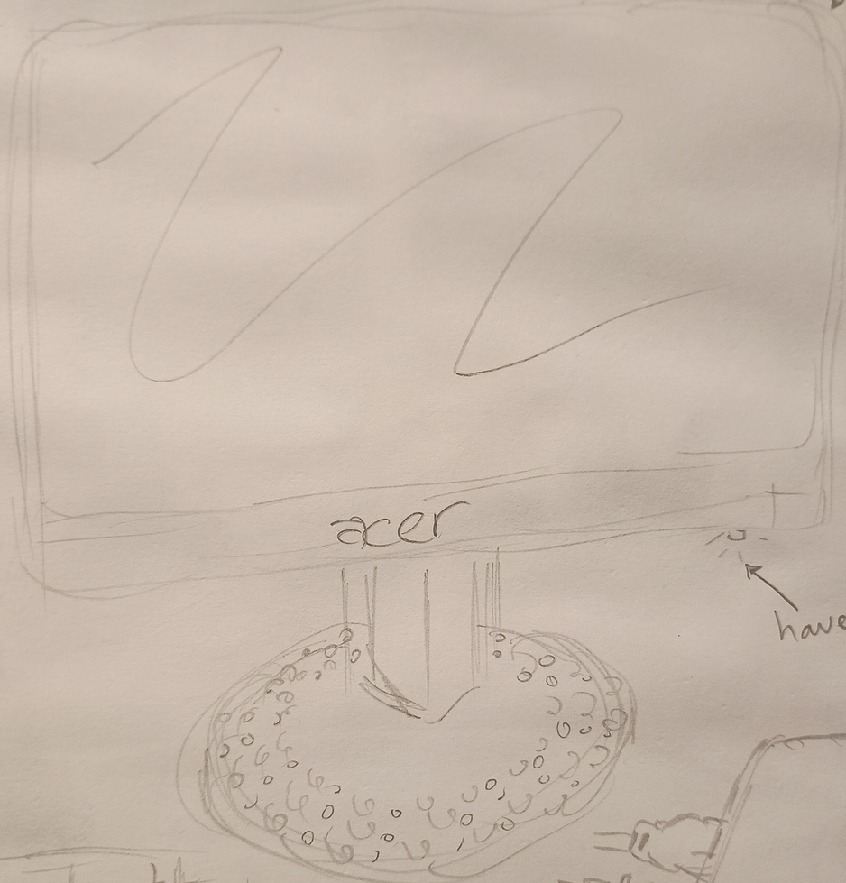 Pencil drawing of a computer monitor