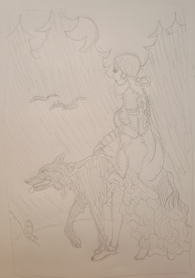 Pencil drawing of Queen of the Night by Marjorie Miller